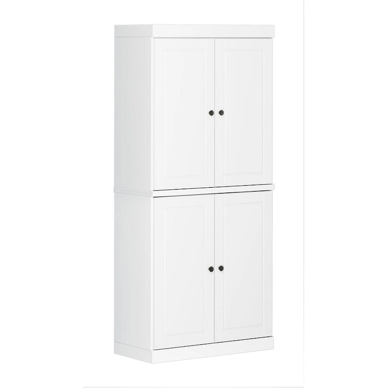 100% Pantry Cabinet with Frosted, Clear Glass or Solid Doors and Adjustable Shelves