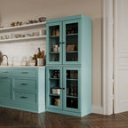 100% Pantry Cabinet with Frosted, Clear Glass or Solid Doors and Adjustable Shelves