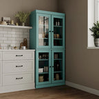 100% Pantry Cabinet with Frosted, Clear Glass or Solid Doors and Adjustable Shelves