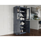 100% Pantry Cabinet with Frosted, Clear Glass or Solid Doors and Adjustable Shelves