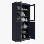 100% Pantry Cabinet with Frosted, Clear Glass or Solid Doors and Adjustable Shelves