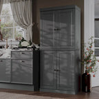 100% Pantry Cabinet with Frosted, Clear Glass or Solid Doors and Adjustable Shelves