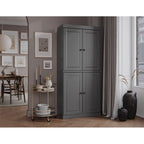 100% Pantry Cabinet with Frosted, Clear Glass or Solid Doors and Adjustable Shelves