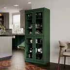 100% Pantry Cabinet with Frosted, Clear Glass or Solid Doors and Adjustable Shelves