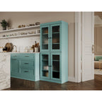 100% Pantry Cabinet with Frosted, Clear Glass or Solid Doors and Adjustable Shelves