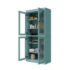 100% Pantry Cabinet with Frosted, Clear Glass or Solid Doors and Adjustable Shelves