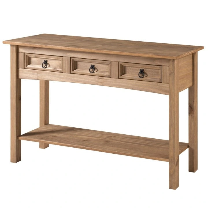 Wood Hall Table Console 3 Drawers