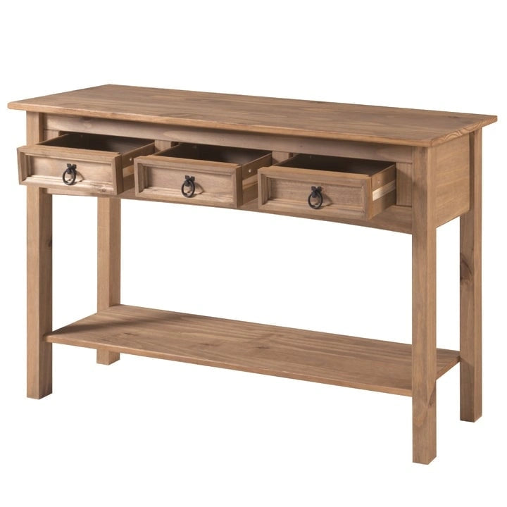 Wood Hall Table Console 3 Drawers