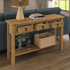 Wood Hall Table Console 3 Drawers