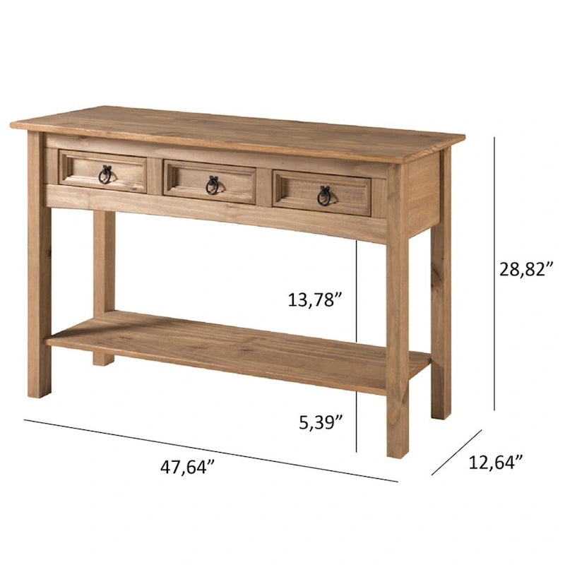 Wood Hall Table Console 3 Drawers