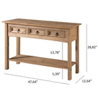 Wood Hall Table Console 3 Drawers