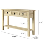 Wood Hall Table Console 3 Drawers