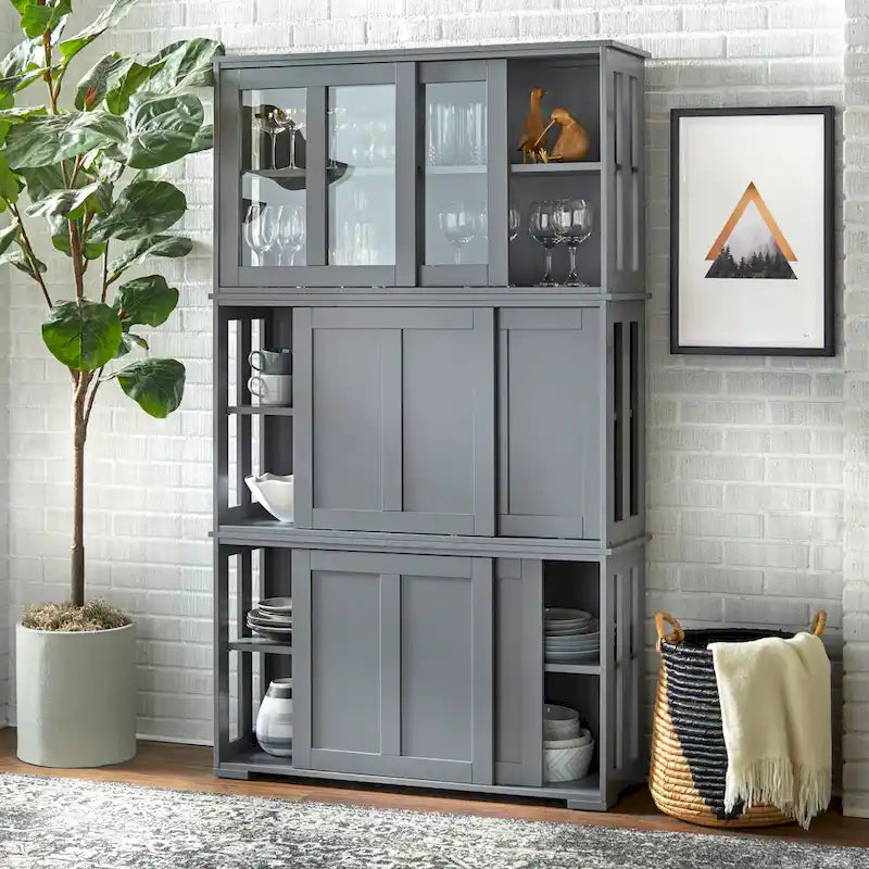 & Sliding Door Stackable Buffet/Sideboard