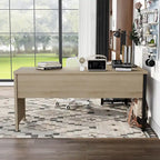 Industrial Natural 65-inch Metal L- Standing Desk by