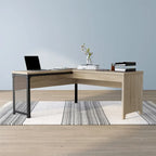 Industrial Natural 65-inch Metal L- Standing Desk by