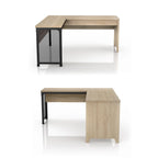 Industrial Natural 65-inch Metal L- Standing Desk by