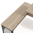 Industrial Natural 65-inch Metal L- Standing Desk by