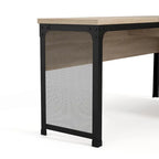 Industrial Natural 65-inch Metal L- Standing Desk by