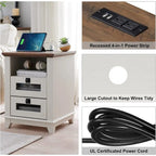 Farmhouse Nightstand with Charging Station, Table, Side Table