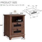 Farmhouse Nightstand with Charging Station, Table, Side Table