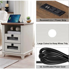 Farmhouse Nightstand with Charging Station, Table, Side Table