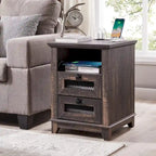 Farmhouse Nightstand with Charging Station, Table, Side Table