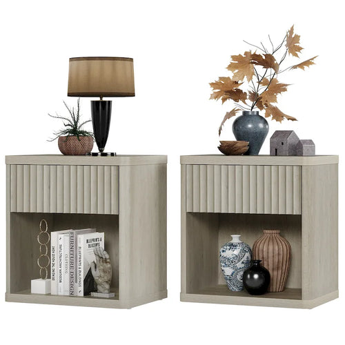 SICOTAS Set of 2 Nightstand with 1 Drawer and Open Storage