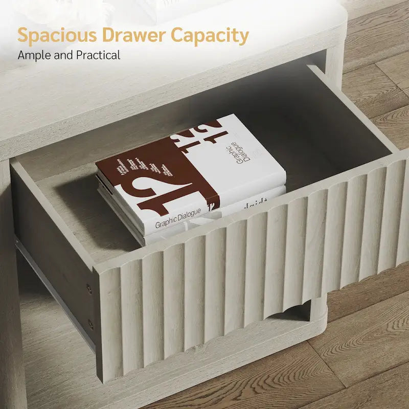 2 Nightstand with 1 Drawer and Storage