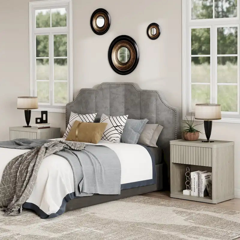 2 Nightstand with 1 Drawer and Storage