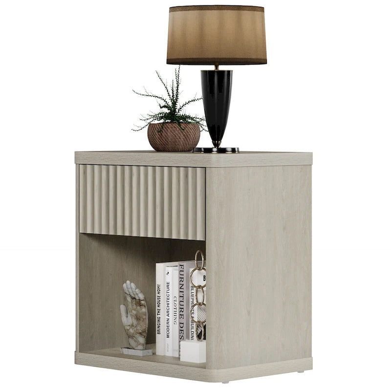 2 Nightstand with 1 Drawer and Storage