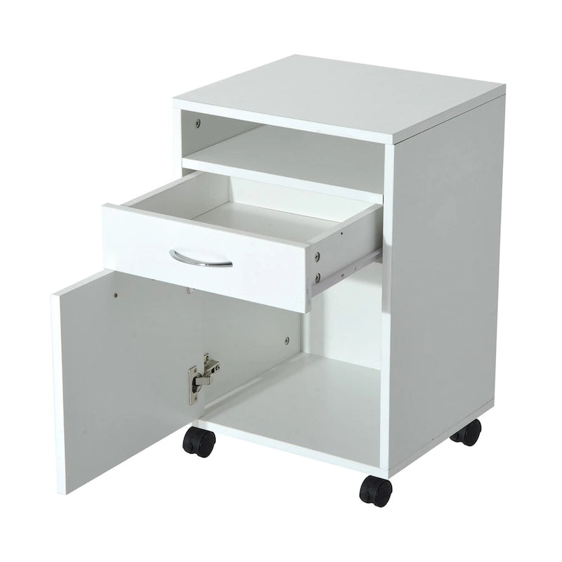 24 Mobile Printer Cart with 2 Drawers, White
