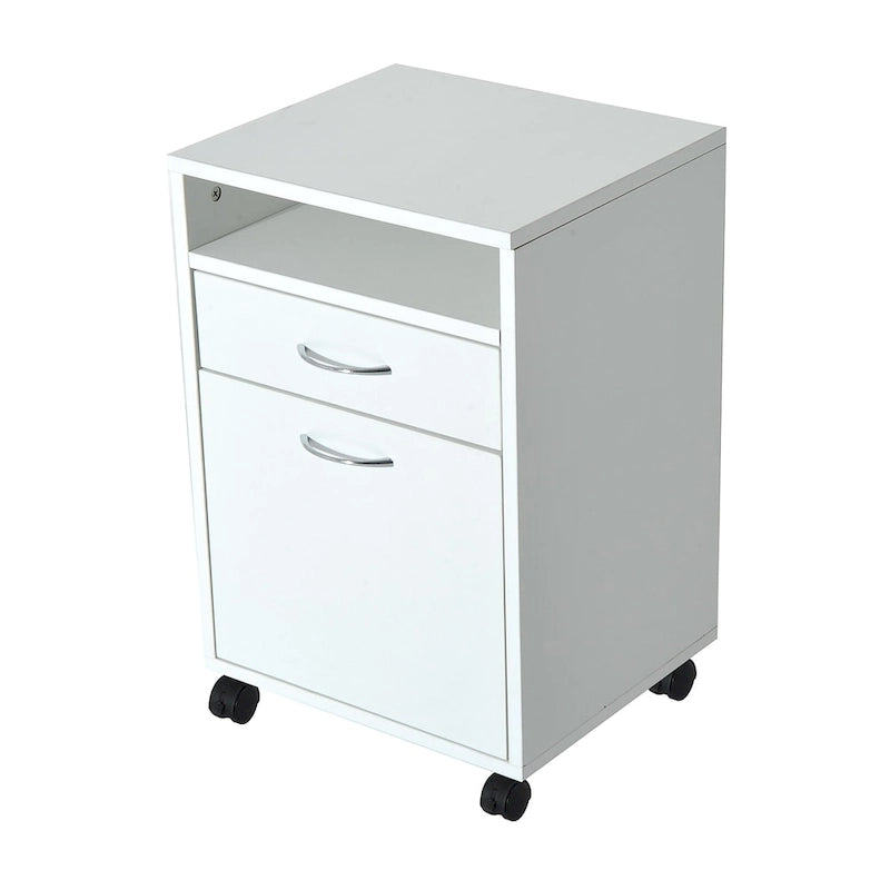 24 Mobile Printer Cart with 2 Drawers, White