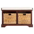 Brown Storage Basket Bench - 33.5 x 16.1 x 19.9 - 34Wx16Dx20H