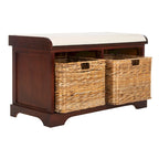 Brown Storage Basket Bench - 33.5 x 16.1 x 19.9 - 34Wx16Dx20H