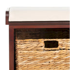 Brown Storage Basket Bench - 33.5 x 16.1 x 19.9 - 34Wx16Dx20H