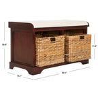 Brown Storage Basket Bench - 33.5 x 16.1 x 19.9 - 34Wx16Dx20H