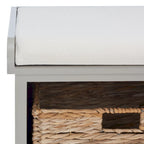 Brown Storage Basket Bench - 33.5 x 16.1 x 19.9 - 34Wx16Dx20H