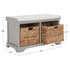 Brown Storage Basket Bench - 33.5 x 16.1 x 19.9 - 34Wx16Dx20H