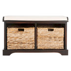 Brown Storage Basket Bench - 33.5 x 16.1 x 19.9 - 34Wx16Dx20H