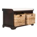 Brown Storage Basket Bench - 33.5 x 16.1 x 19.9 - 34Wx16Dx20H