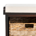 Brown Storage Basket Bench - 33.5 x 16.1 x 19.9 - 34Wx16Dx20H