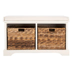 Brown Storage Basket Bench - 33.5 x 16.1 x 19.9 - 34Wx16Dx20H