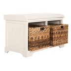 Brown Storage Basket Bench - 33.5 x 16.1 x 19.9 - 34Wx16Dx20H