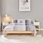 MUSEHOMEINC 12 Inch Wood Bed Frame Elegant Style Eliminates,Natural Finish