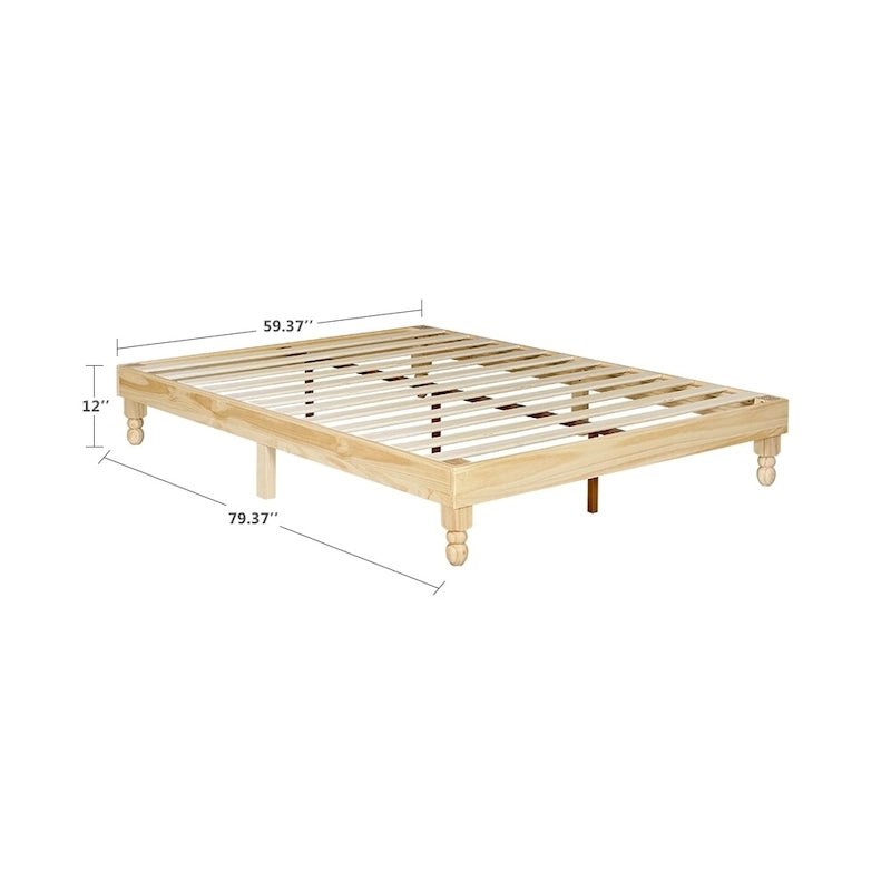 12 Inch Wood Bed Style,Natural Finish