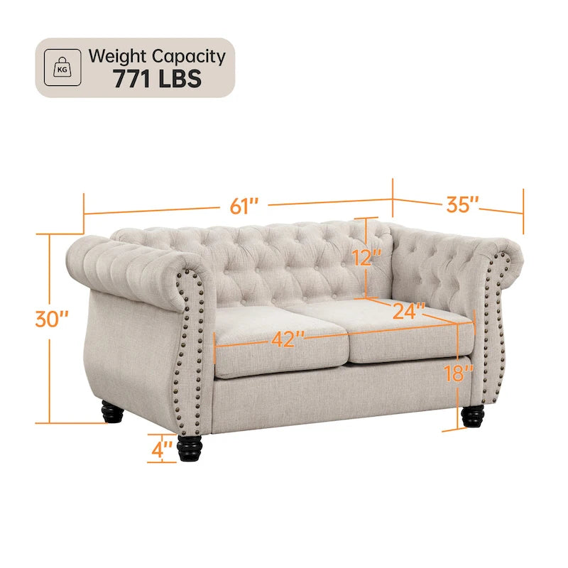 Loveseat Tufted -seater Sofa Couch