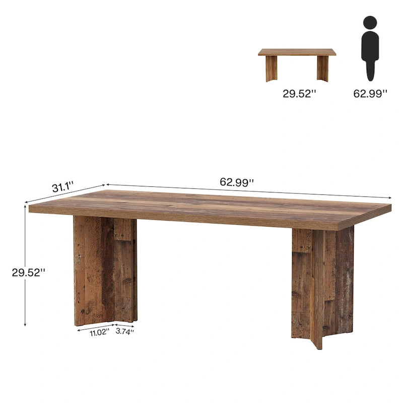 63 Inches Kitchen Dinner Table for Dining Room