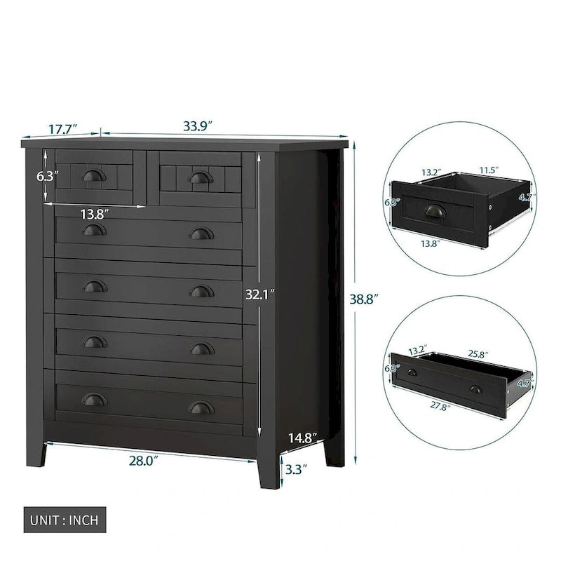 Modern Drawer Dresser with and Shell Handle