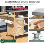 Outdoor kitchen island with rolling cart and stainless top