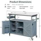 Outdoor kitchen island with rolling cart and stainless top